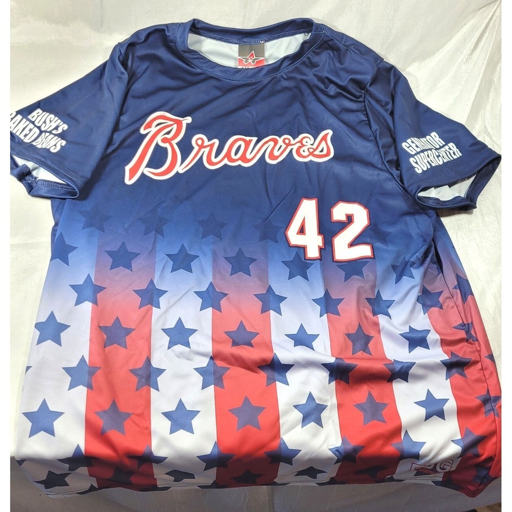 Alleson Athletic MLB Atlanta Braves Youth Jersey Top #42 Harris - Large - NWOT